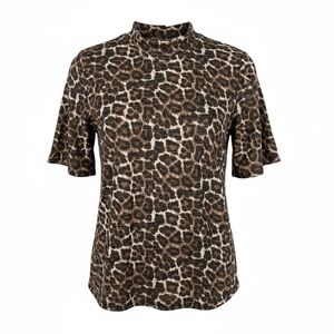 Philosophy Brown Leopard Print Short Sleeve Top